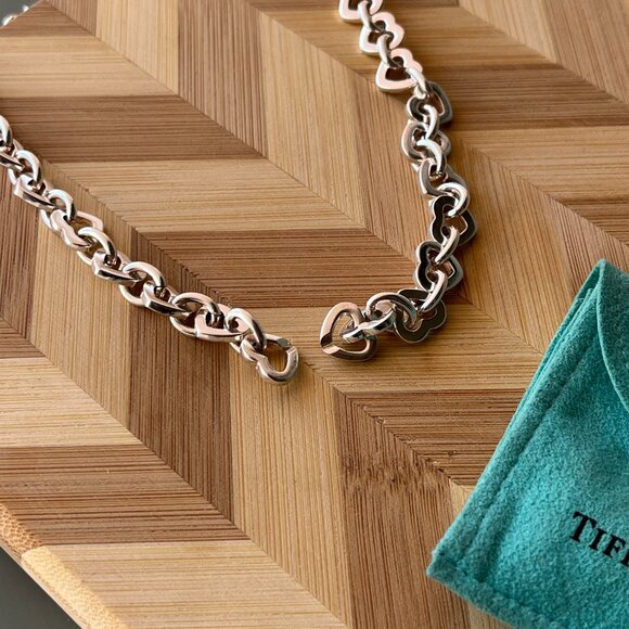 Tiffany & Co Two Tone Heart Link Necklace - Picture 14 of 15